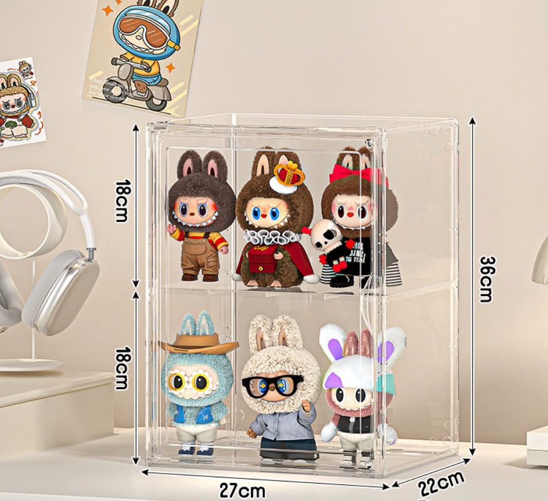 labubu doll storage display box pull cloth doll protection dust cover acrylic display cabinet