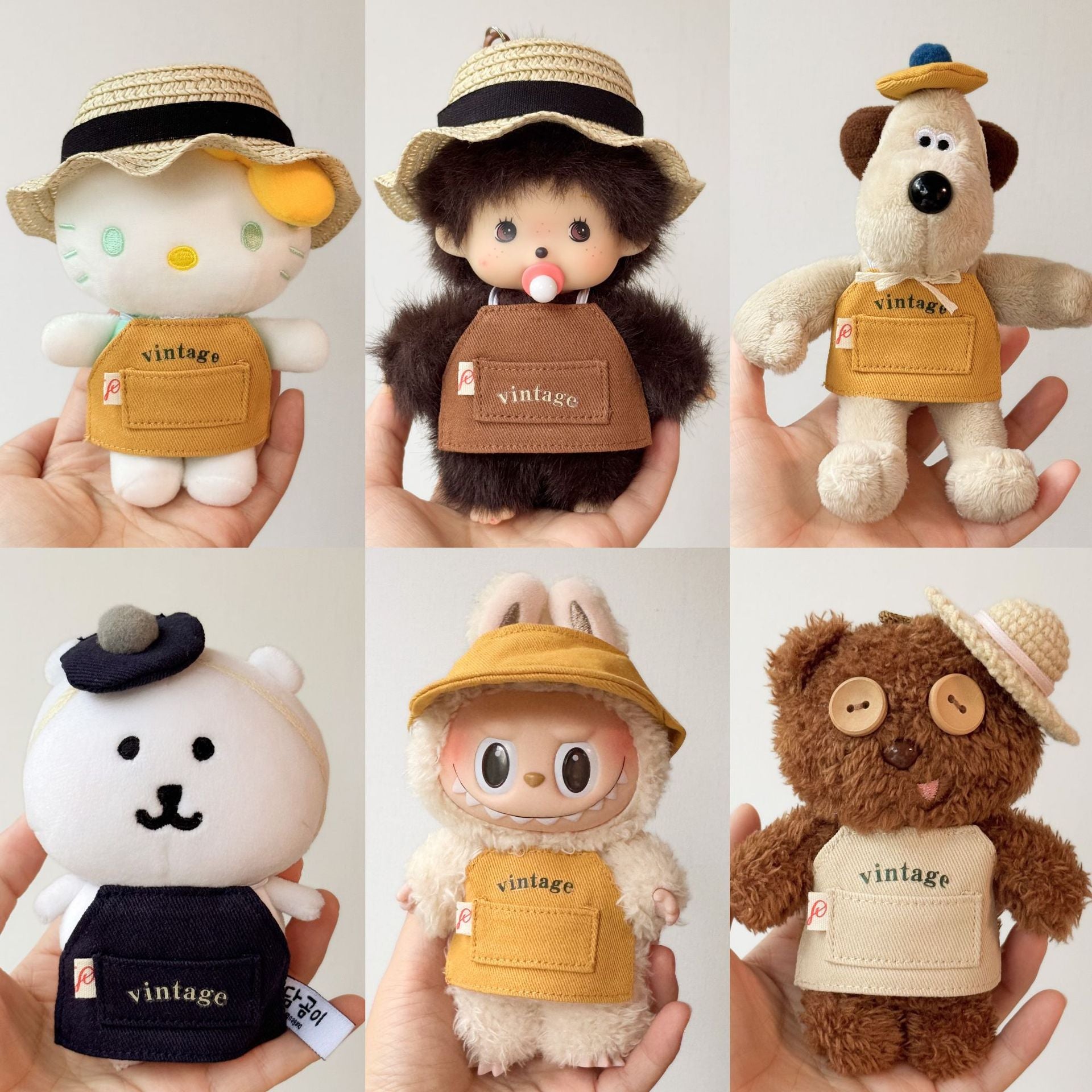 17cm Laboo doll clothes retro apron 10cm doll clothes mini doll apron