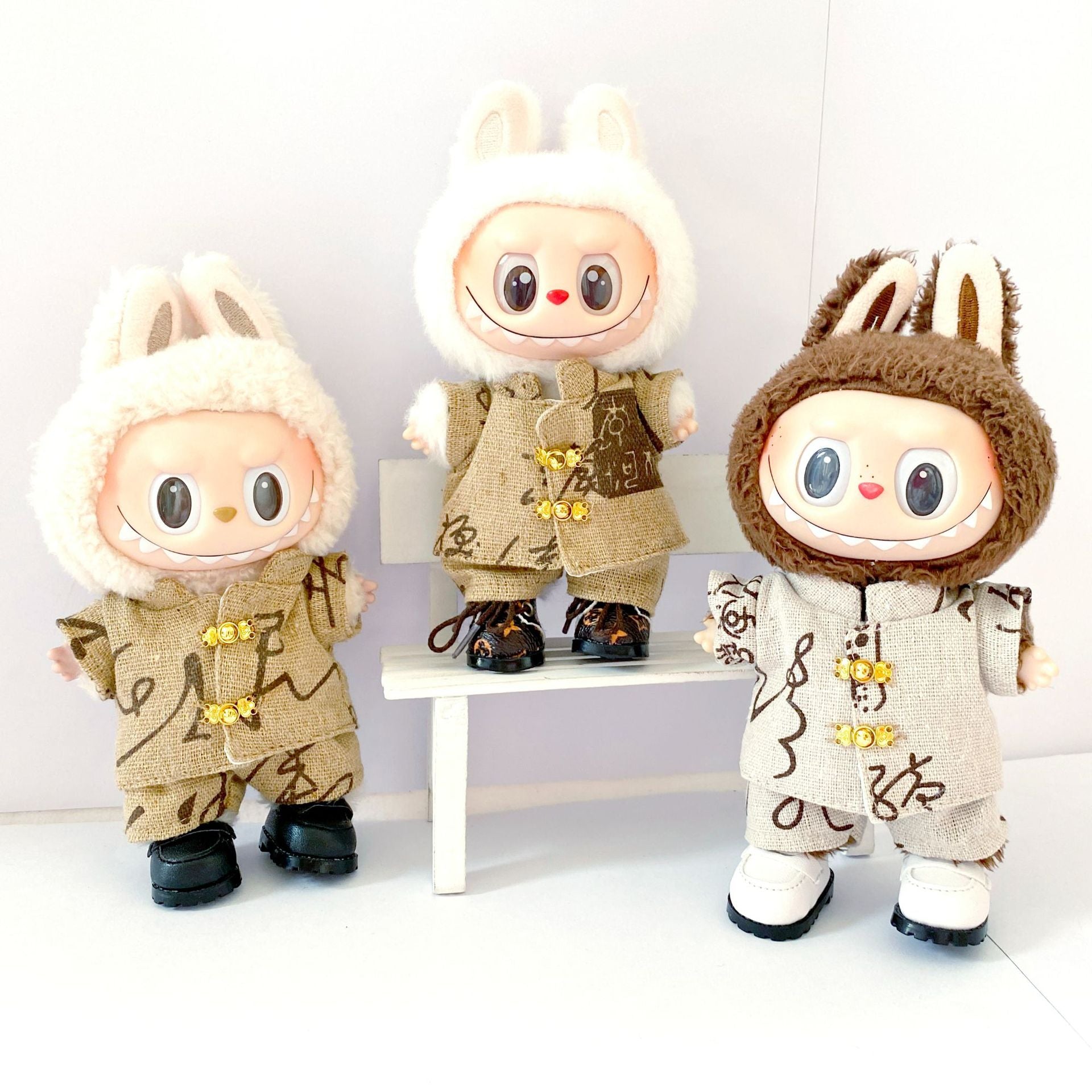 17cm Pop Mart first and second generation labubu pendant labubu clothes Chinese style Tang suit set baby clothes