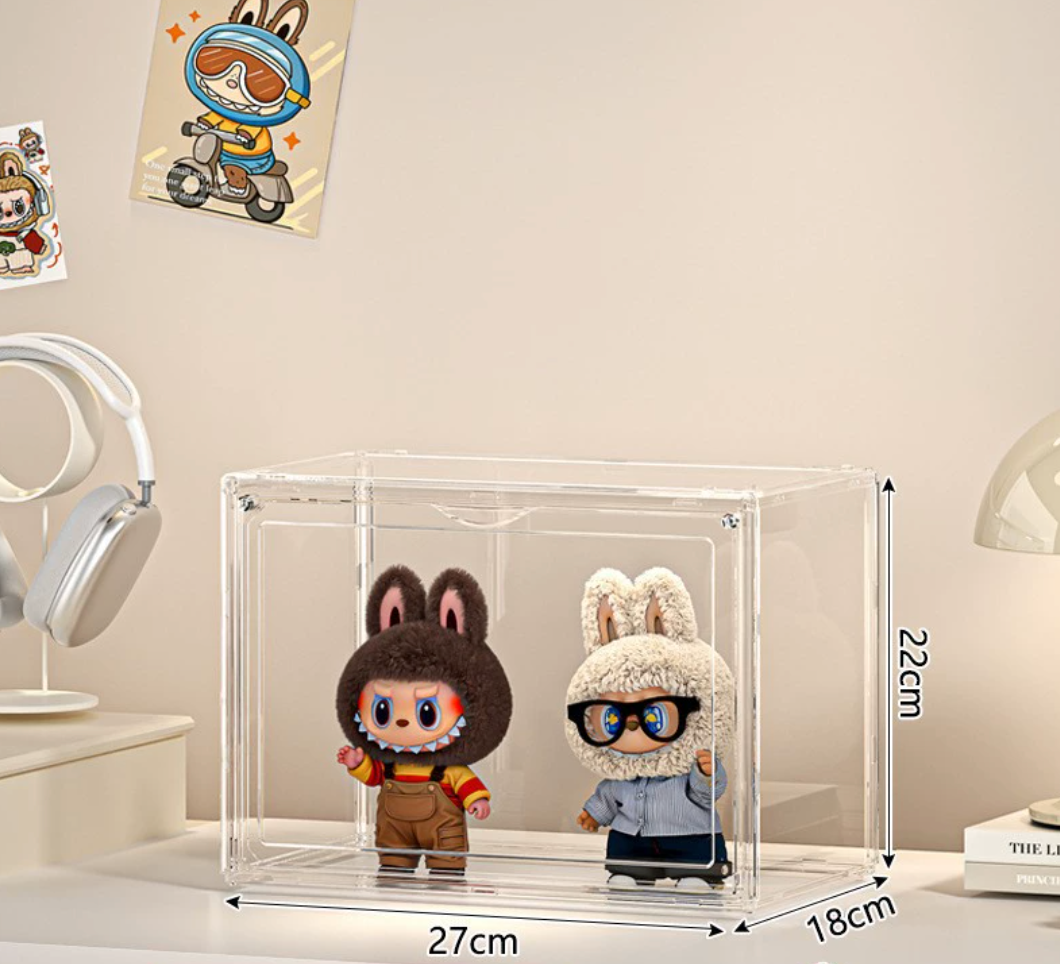 labubu doll storage display box pull cloth doll protection dust cover acrylic display cabinet