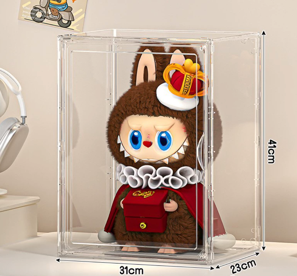 labubu doll storage display box pull cloth doll protection dust cover acrylic display cabinet