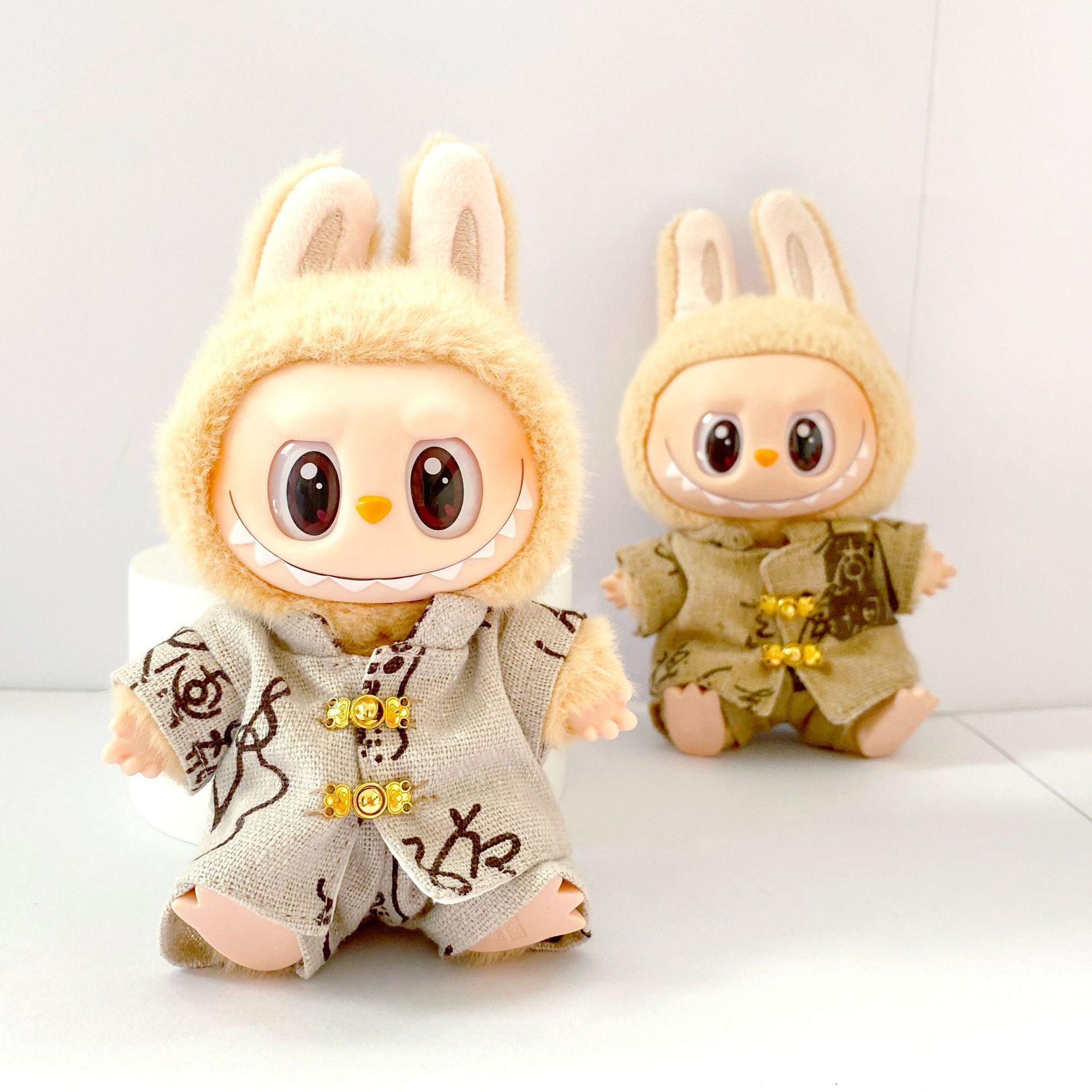 17cm Pop Mart first and second generation labubu pendant labubu clothes Chinese style Tang suit set baby clothes