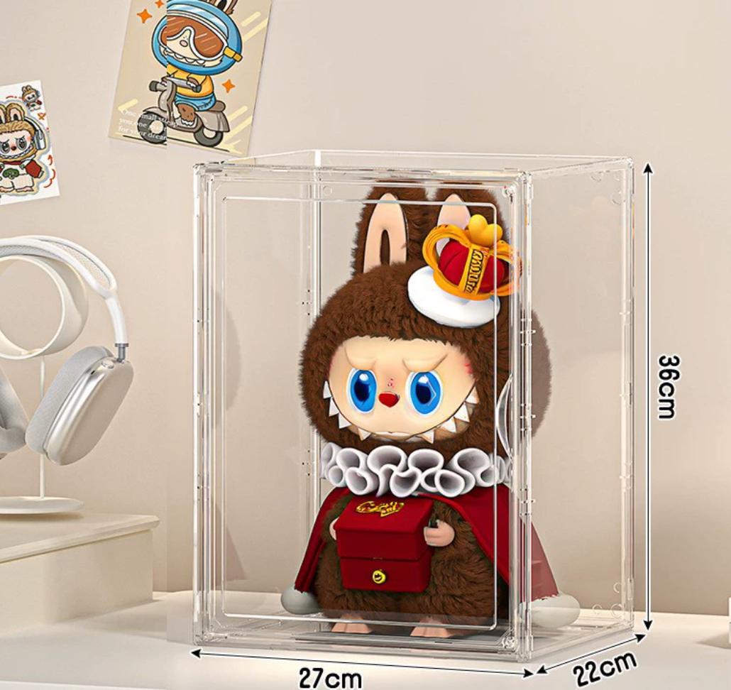 labubu doll storage display box pull cloth doll protection dust cover acrylic display cabinet