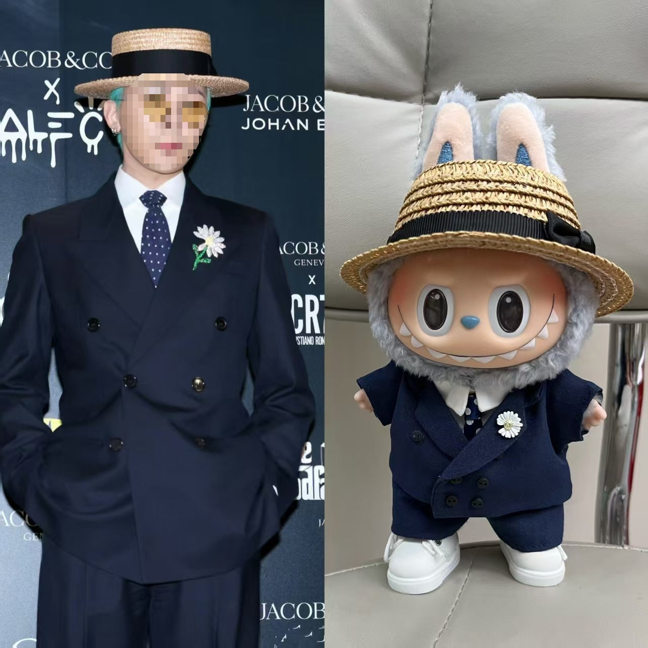 15/17cm Labobu macaron sit and sit party three generations of G-Dragon GD same style suit Labobu doll clothes
